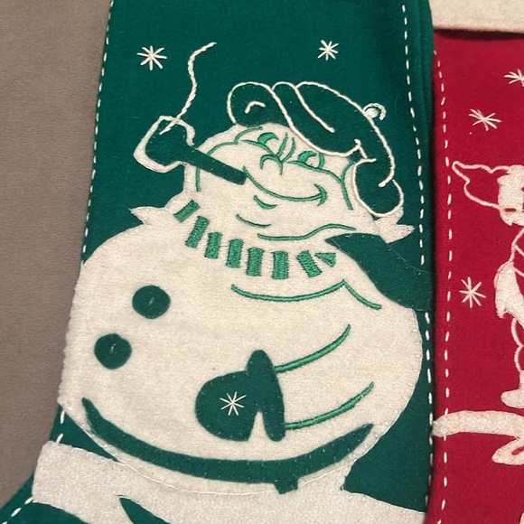 Bundle of Season of Cannon Falls Vintage Christmas Santa Snowman Felt Stockings - Picture 8 of 10
